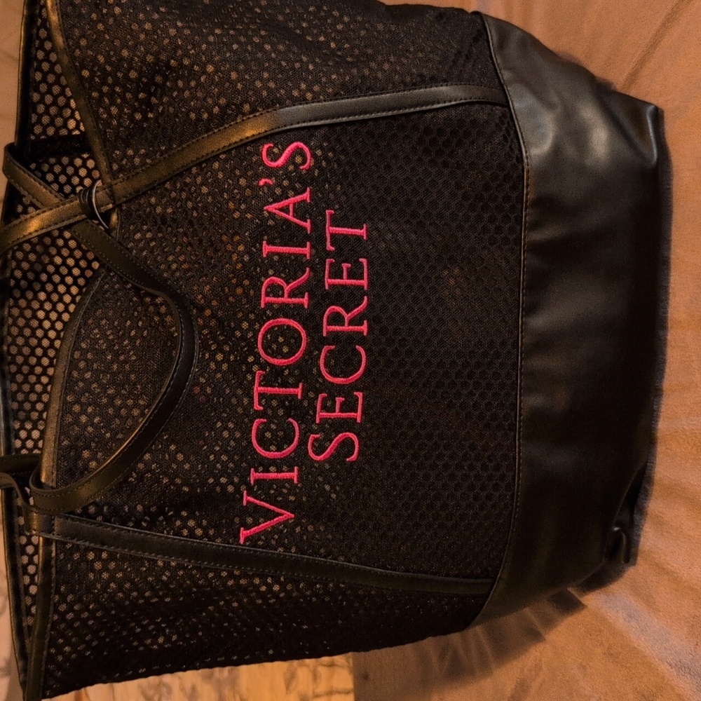 Victoria's Secret Black MeshTravel Bag And Water Holder